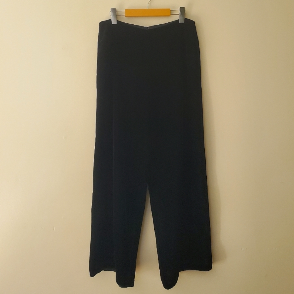 Ralph Lauren Black Label Silk Blend Velvet Wide Leg Pants